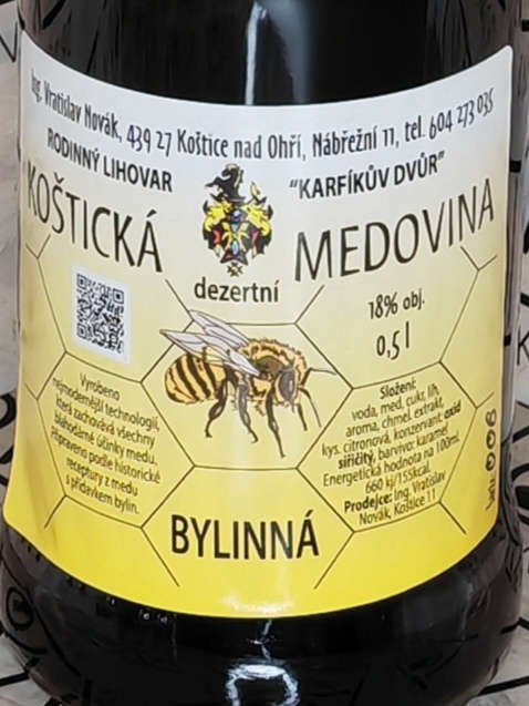 Koštická medovina bylinná 18% 0,5l