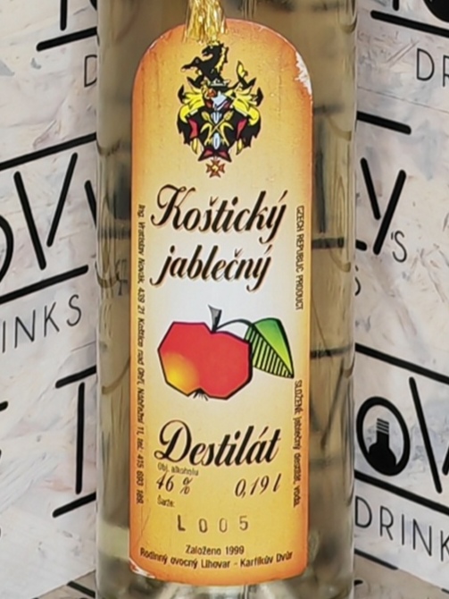 Koštický jablečný destilát zlatý 46% 0,19l