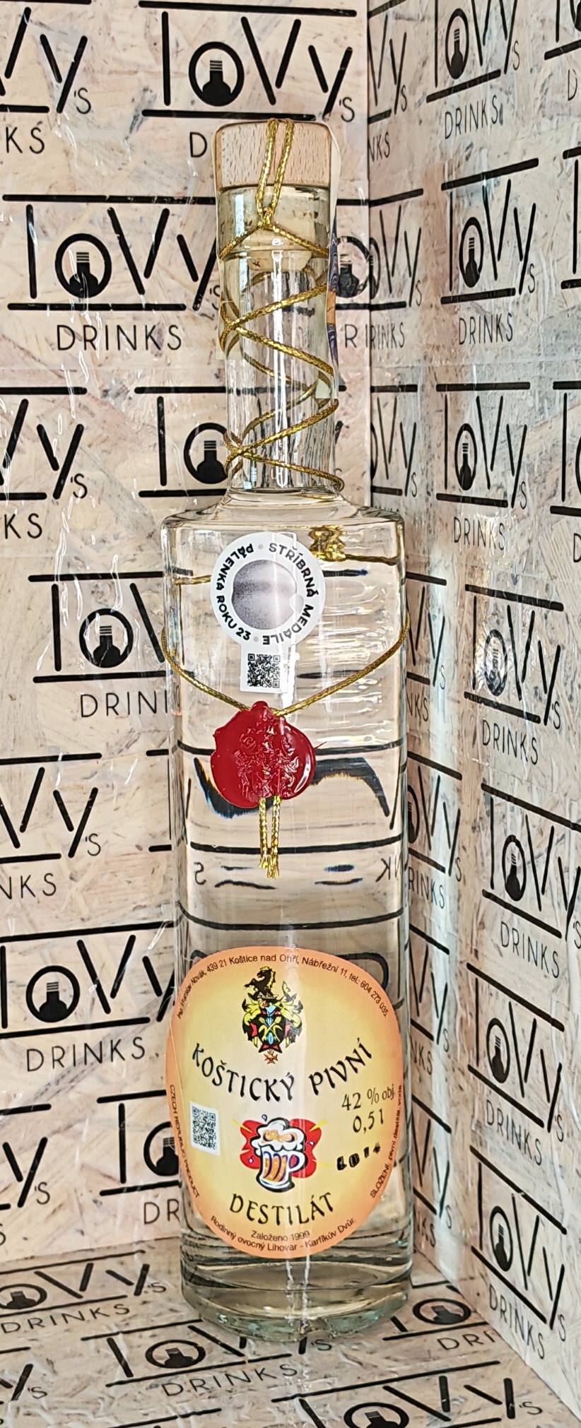Koštický pivní destilát 42% 0,5l