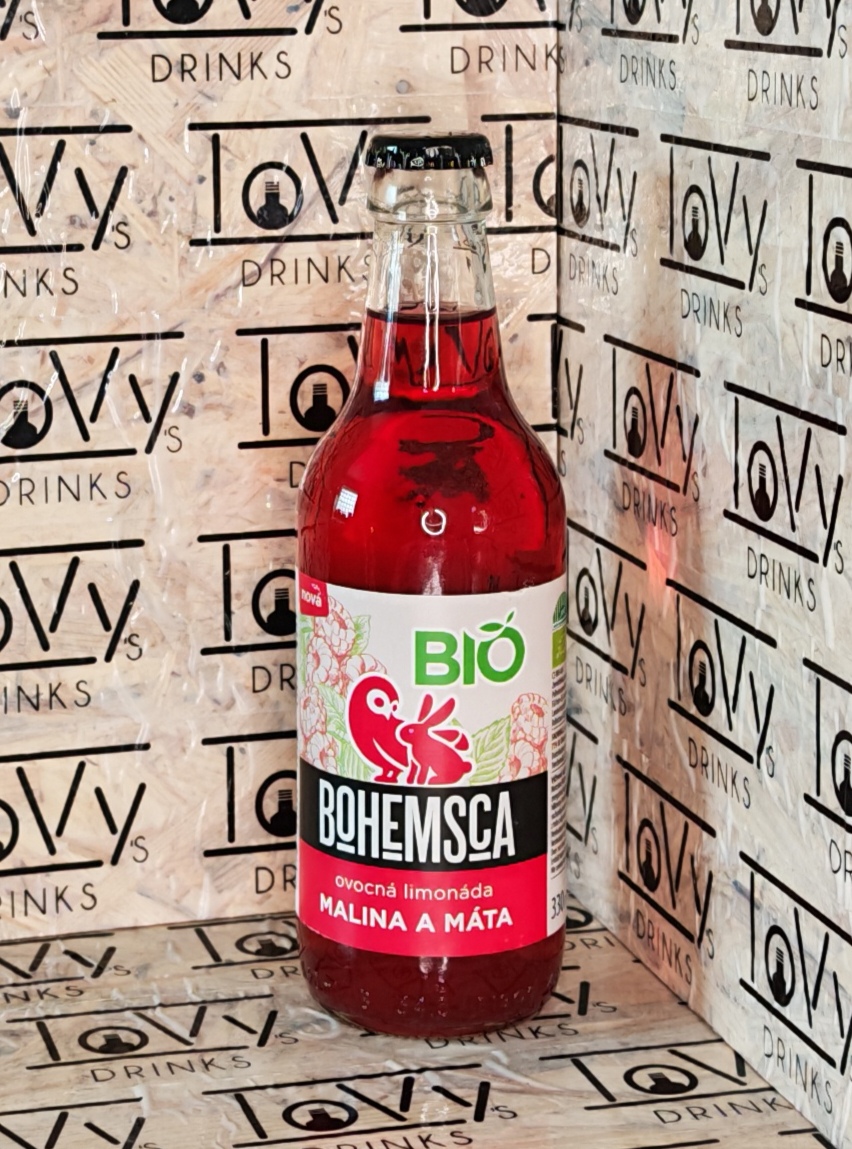 Bohemsca Bio limonáda Malina a máta sklo 330ml