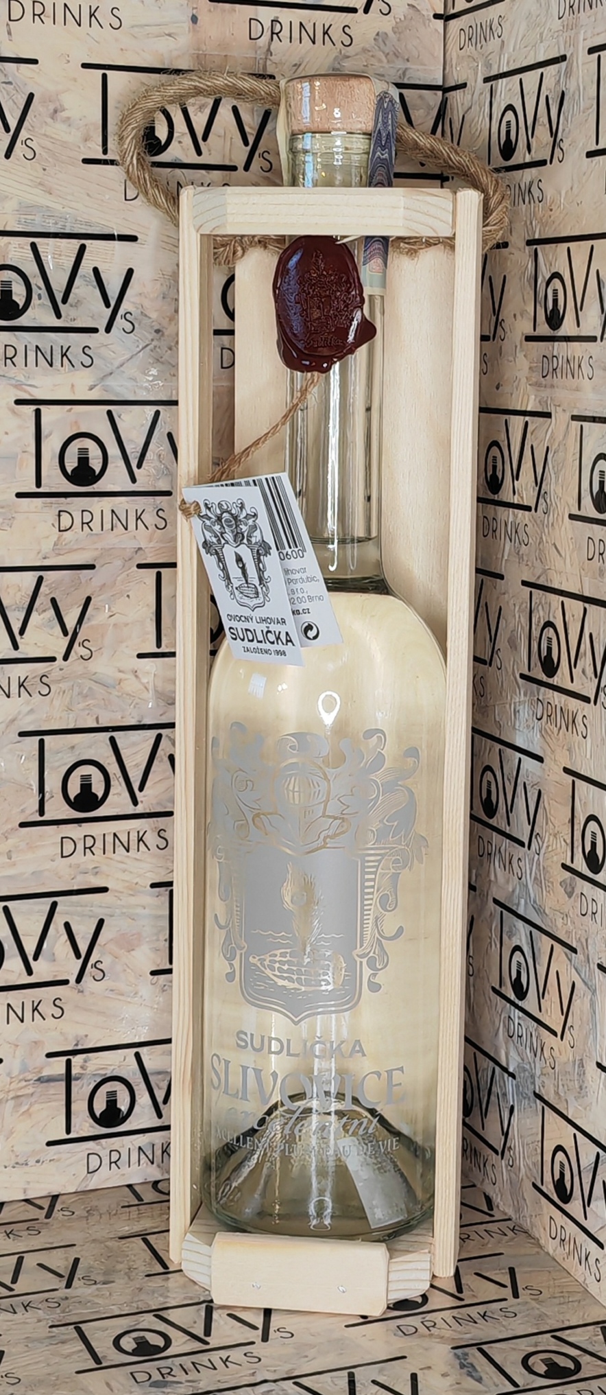 Dárková dřevěná krabička Sudlička pro 1x0,5l