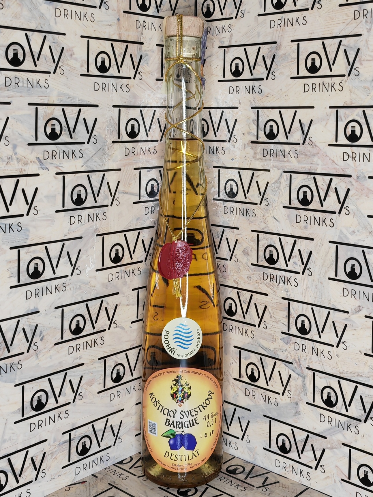 Koštický švestkový destilát barigue 44% 0,5l