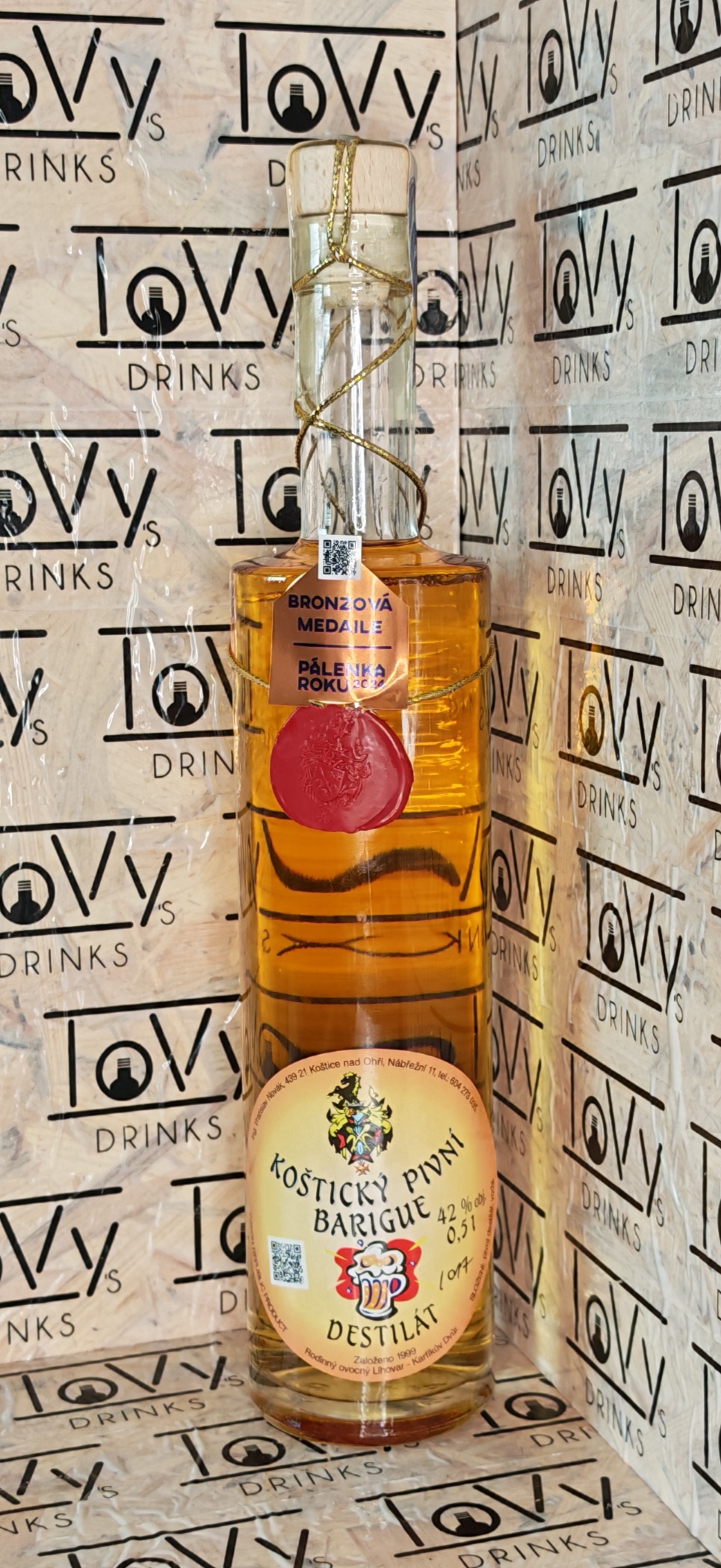 Koštický pivní destilát barigue 42% 0,5l