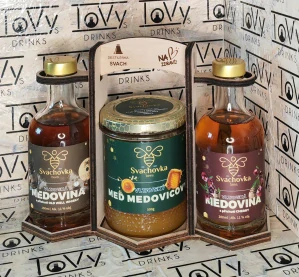 Sada 2x0,2l medovina a 1x500g med