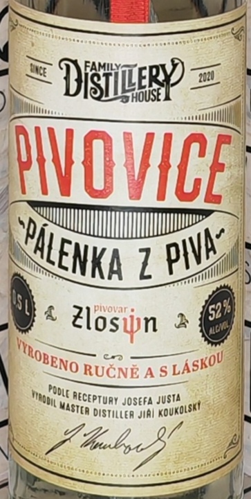 Pivovice pálenka z piva Zlosin 52% 0,5l