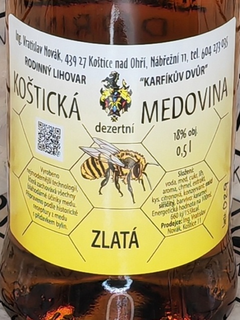 Koštická medovina zlatá 18% 0,5l