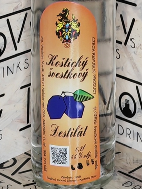 Koštický švestkový destilát 44% 0,2l