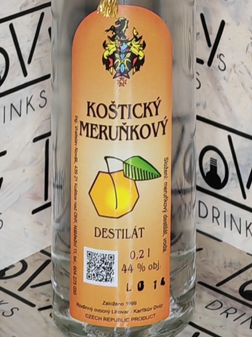 Koštický meruňkový destilát 44% 0,2l