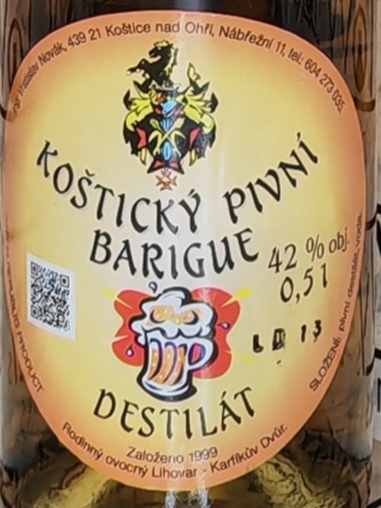 Koštický pivní destilát barigue 42% 0,5l
