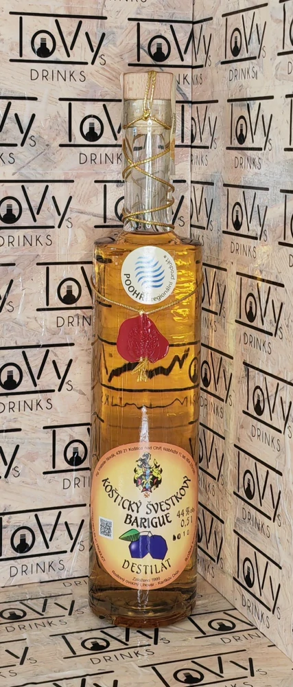 Koštický švestkový destilát barigue 44% 0,5l